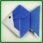 Small blue and white origami fish